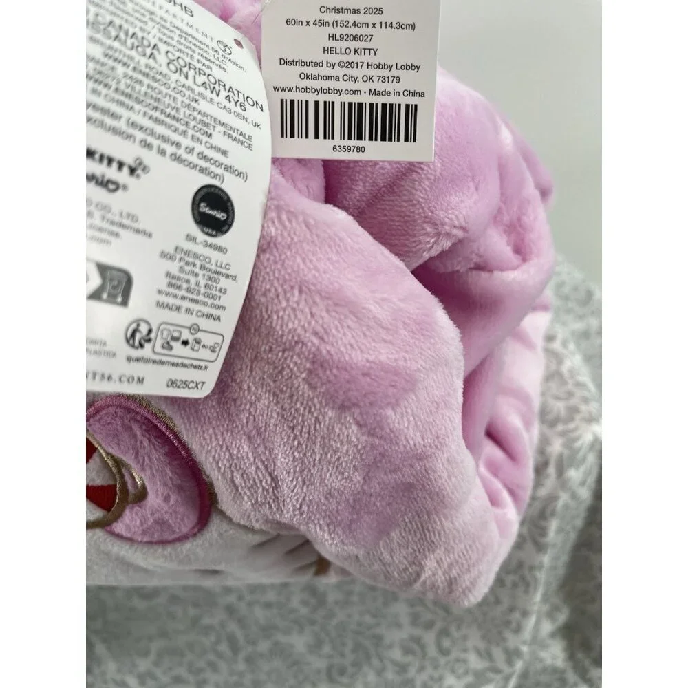 New! Hello Kitty Packable Plush Throw 60/45‎ inch PINK Blanket Christmas NWT